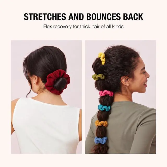 Alt view image 3 of 7 - Scünci Hair Scrunchies, Waffle Knit Cotton, No-Damage, 36 Count | Machine-washable cotton-blend elastic hair ties for comfortable daily wear, wide assortment of colors to suit any look