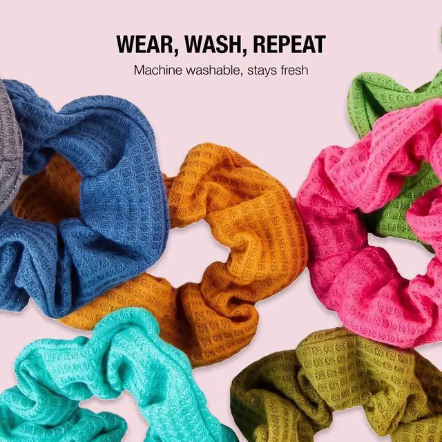 Alt view image 6 of 7 - Scünci Hair Scrunchies, Waffle Knit Cotton, No-Damage, 36 Count | Machine-washable cotton-blend elastic hair ties for comfortable daily wear, wide assortment of colors to suit any look
