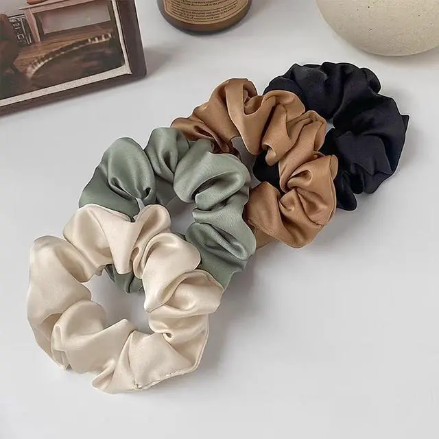 Alt view image 2 of 7 - 12 Pcs Satin Silk Scrunchies Soft Hair Ties for Women & Girls, Thick Elastic Ponytail Holders, Hair Bands & Wrist Bracelets, Assorted Colors Scrunchies Hair Ties Silk Satin Scrunchy Hair Accessories