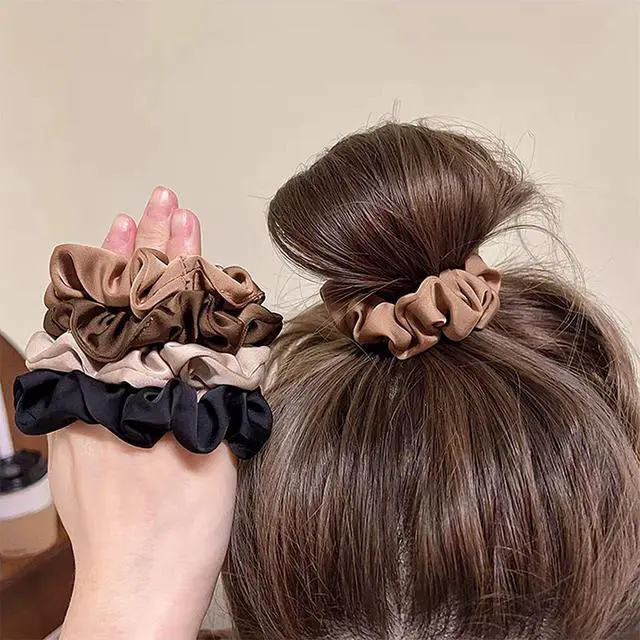 Alt view image 5 of 7 - 12 Pcs Satin Silk Scrunchies Soft Hair Ties for Women & Girls, Thick Elastic Ponytail Holders, Hair Bands & Wrist Bracelets, Assorted Colors Scrunchies Hair Ties Silk Satin Scrunchy Hair Accessories