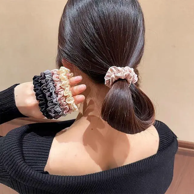 Alt view image 7 of 7 - 12 Pcs Satin Silk Scrunchies Soft Hair Ties for Women & Girls, Thick Elastic Ponytail Holders, Hair Bands & Wrist Bracelets, Assorted Colors Scrunchies Hair Ties Silk Satin Scrunchy Hair Accessories