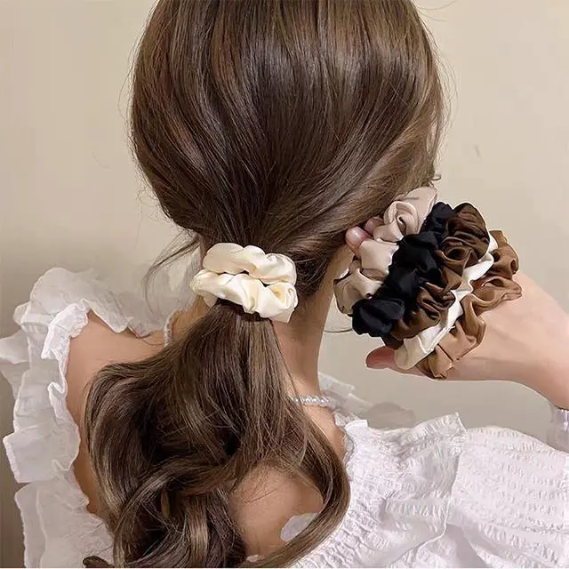 Alt view image 6 of 7 - 12 Pcs Satin Silk Scrunchies Soft Hair Ties for Women & Girls, Thick Elastic Ponytail Holders, Hair Bands & Wrist Bracelets, Assorted Colors Scrunchies Hair Ties Silk Satin Scrunchy Hair Accessories
