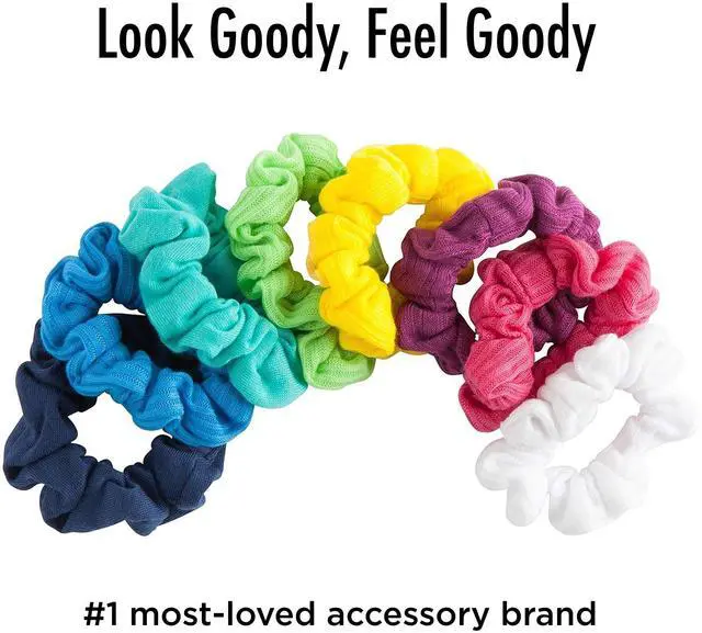 Alt view image 6 of 6 - Ouchless Jersey Scrunchies - 8 Ct, Assorted Neon Rainbow Tones, Damage-Free, Dentless & Secure Hold Hair Ties, Gentle Hair Accessories for Women & Men, All Day Comfort, All Hair Types