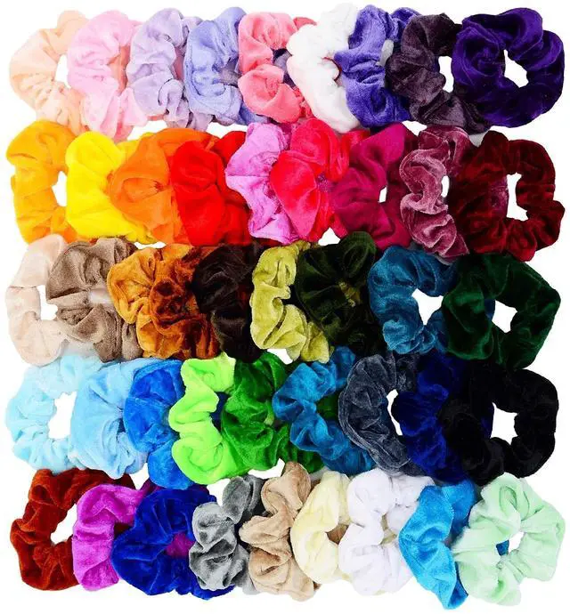 Main image of 45 Pcs Velvet Hair Scrunchies Elastics Hair Bands for Women Girls | Soft Velvet Scrunchy Hair Ties For Ponytails Hair Ties Ropes Scrunchie Hair Accessories - Great Gift for Holiday Seasons
