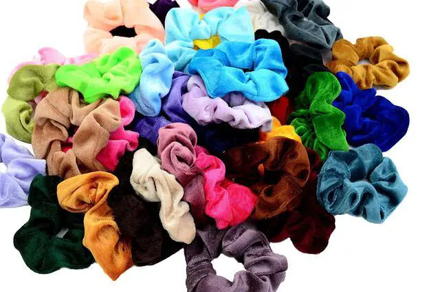 Alt view image 6 of 6 - 45 Pcs Velvet Hair Scrunchies Elastics Hair Bands for Women Girls | Soft Velvet Scrunchy Hair Ties For Ponytails Hair Ties Ropes Scrunchie Hair Accessories - Great Gift for Holiday Seasons