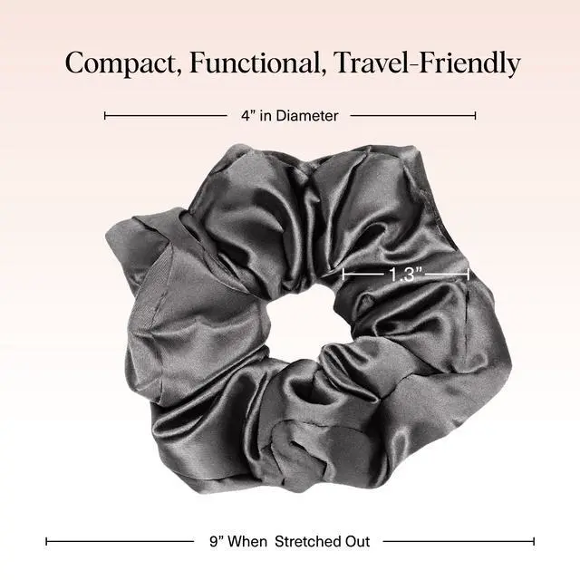 Alt view image 3 of 7 - Pillow Satin Scrunchies for Women -Blush/Charcoal, 2pcs | Wake Up Frizz-Free, No Crease Large Hair Ties, Softer Than Silk Scrunchies, Stylish Hair Accessories For All Hair Types