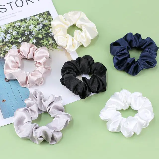 Alt view image 3 of 7 - Satin Scrunchies for Women, Soft Than Silk for Hair, Fashion Ties and Bands for Thin | Thick Hair Styling, 16 Pack (Neutral Color)