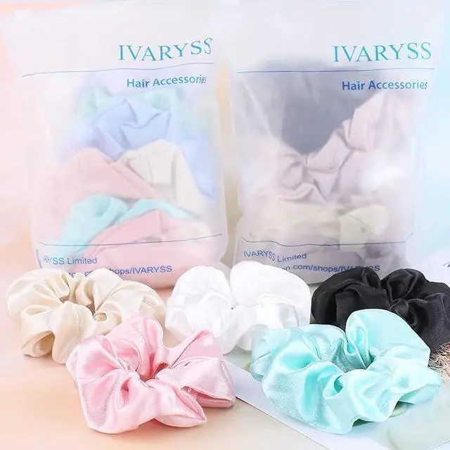 Alt view image 7 of 7 - Satin Scrunchies for Women, Soft Than Silk for Hair, Fashion Ties and Bands for Thin | Thick Hair Styling, 16 Pack (Neutral Color)