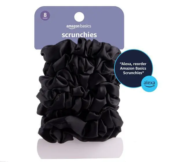 Alt view image 4 of 4 - Satin Scrunchies No Crease, No Damage Hair Ties Frizz Free, Gentle, Stylish Scrunchies. Black, 8 Count, For Thin and Normal Hair