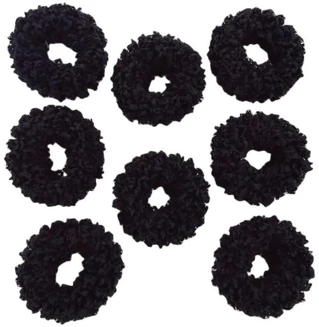 Main image of 8pcs Plush Scrunchie Hair ties Large Scrunchie fluffy tied Hair Rope Cute Elastic Hair Bands Scrubchy Hair Accessories for Women and Girls (Black)