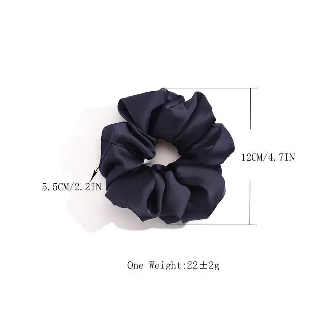 Alt view image 4 of 7 - 4 PCS Large Satin Silk Scrunchies for Women Big Hair Scrunchies Thick Hair | Stretched 10" Length/No Damage/Diameter: 5 inches/Gift Box/All Hairstyles/Black Navy Brown Champagne