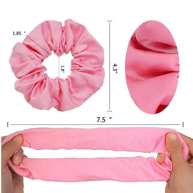 Alt view image 3 of 7 - 60 Colors Silk Large Satin Hair Scrunchies Elastic Hair Bobbles | Ponytail Holder Hair Scrunchy Vintage Hair Ties Accessories for Women Girls