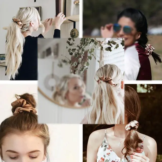 Alt view image 4 of 7 - 60 Colors Silk Large Satin Hair Scrunchies Elastic Hair Bobbles | Ponytail Holder Hair Scrunchy Vintage Hair Ties Accessories for Women Girls