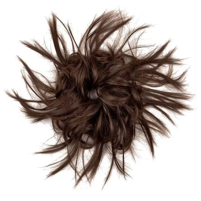 Alt view image 5 of 6 - Messy Bun Hair Piece,Synthetic Tousled updo Short Ponytail Faux Hair Scrunchie with Elastic Rubber Band Fake Hair Bun for Women (Chestnut Brown)