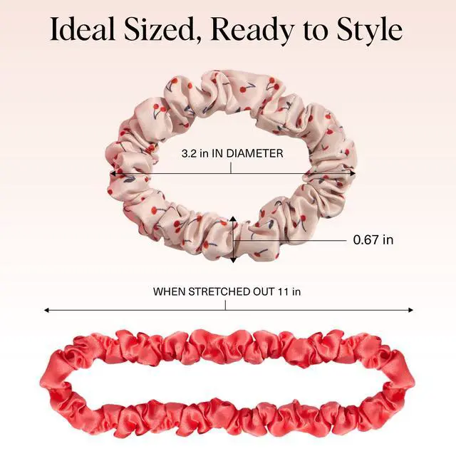 Alt view image 5 of 7 - Ultra-Petite Satin Scrunchies for Women - Cherry Blossom, 5pcs | Wake Up Frizz-Free, No Crease Hair Ties, Softer Than Silk Scrunchies, Stylish Hair Accessories For All Hair Types
