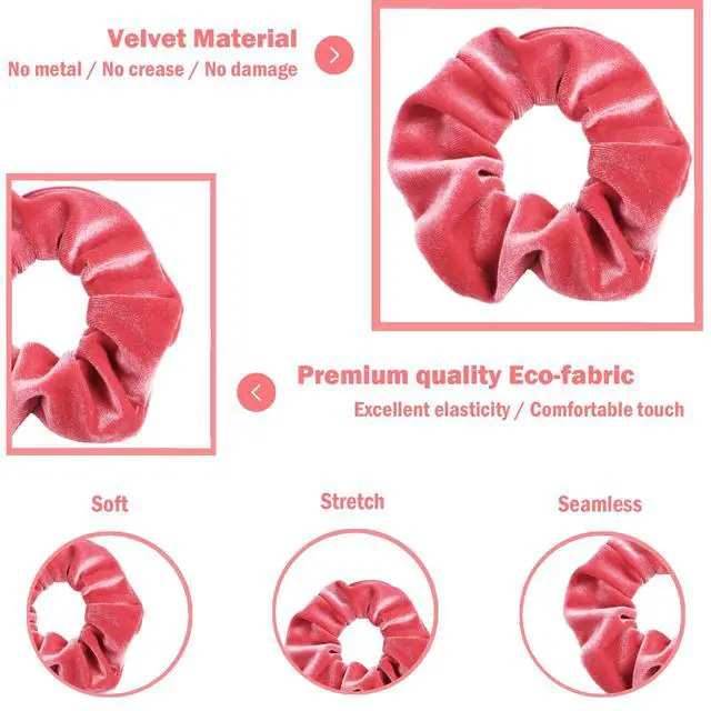 Alt view image 2 of 7 - Scrunchies for Girls, 12 Pcs Velvet Scrunchies for Hair, Soft Ponytail Holder, Cute Colors Elastic Hair Bands for Teens and Women