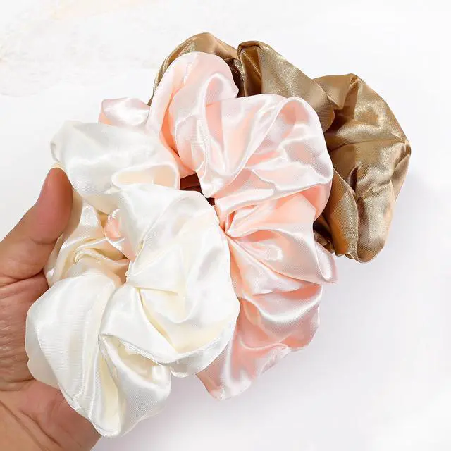 Alt view image 3 of 7 - 16 Scrunchies for Women - Satin Hair Ties and Bands, Big Ponytail Holders for Thick, Curly Hair, Cute No-Crease Pony Tails, No Damage
