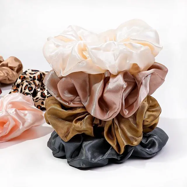 Alt view image 5 of 7 - 16 Scrunchies for Women - Satin Hair Ties and Bands, Big Ponytail Holders for Thick, Curly Hair, Cute No-Crease Pony Tails, No Damage
