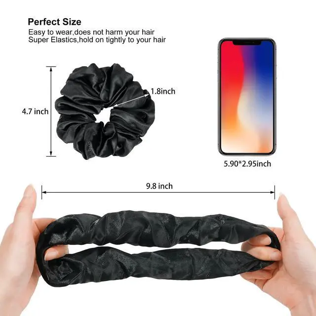 Alt view image 6 of 7 - 16 Scrunchies for Women - Satin Hair Ties and Bands, Big Ponytail Holders for Thick, Curly Hair, Cute No-Crease Pony Tails, No Damage