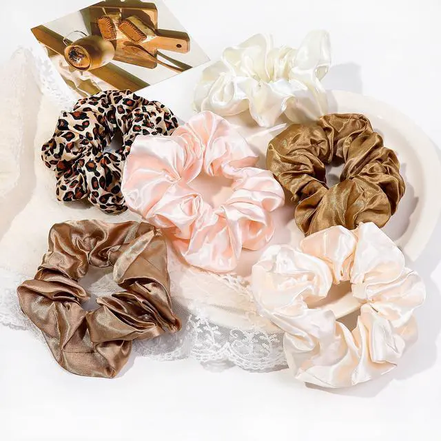Alt view image 4 of 7 - 16 Scrunchies for Women - Satin Hair Ties and Bands, Big Ponytail Holders for Thick, Curly Hair, Cute No-Crease Pony Tails, No Damage