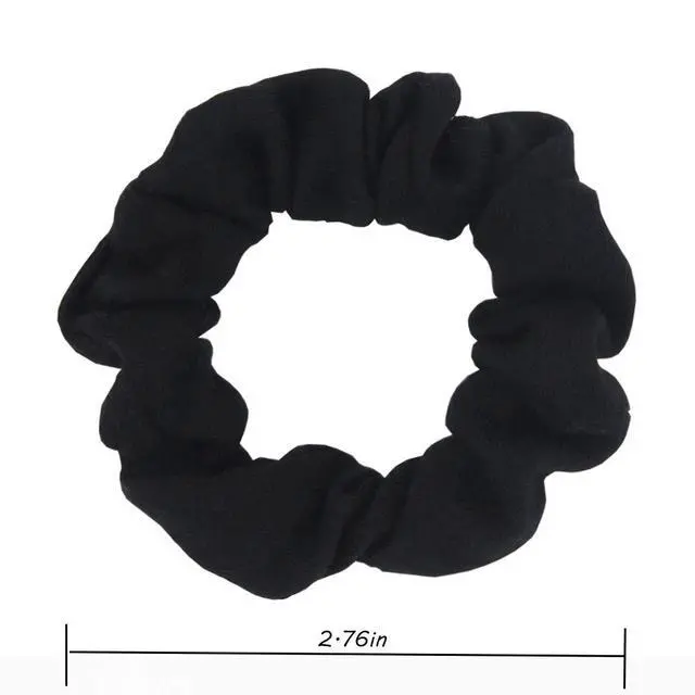 Alt view image 2 of 4 - Pack of 12 Cotton Hair Scrunchies Single Jersey Solid Color Ponytail Holders Hair Ties for Girl (Black)