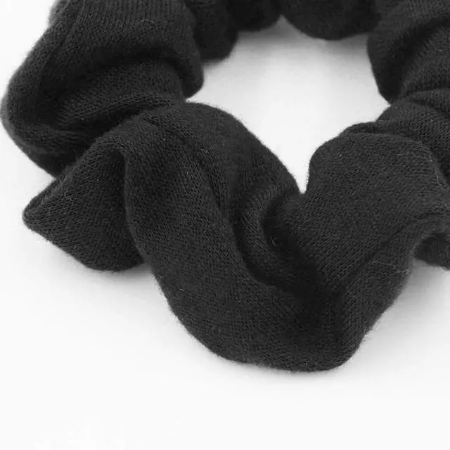 Alt view image 3 of 4 - Pack of 12 Cotton Hair Scrunchies Single Jersey Solid Color Ponytail Holders Hair Ties for Girl (Black)