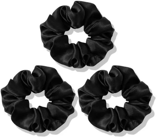 Main image of 100% Mulberry Silk Scrunchies for Women, Hair Ties No Damage 3 Pack | Smooth Glide, Sleep-Ready, Tames Frizz, Wakes Sleek On Curly Wavy Fine & Straight Softer Overnight, Gentle Secure Hold