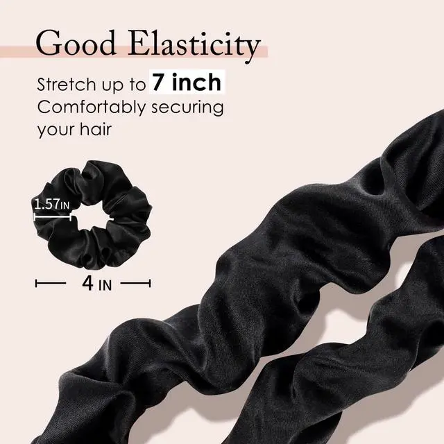 Alt view image 7 of 7 - 100% Mulberry Silk Scrunchies for Women, Hair Ties No Damage 3 Pack | Smooth Glide, Sleep-Ready, Tames Frizz, Wakes Sleek On Curly Wavy Fine & Straight Softer Overnight, Gentle Secure Hold