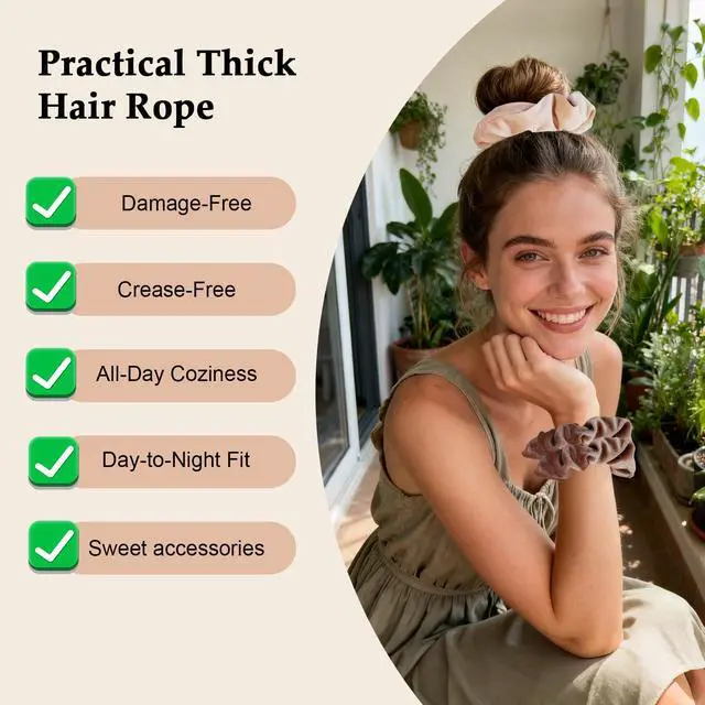 Alt view image 5 of 7 - Velvet Scrunchies for Women 8PCS Neutral Large Hair Ties Black, Blonde, Dark Brown, Light Brown No Crease, Frizz-Free, Soft & Gentle Elastic Hair Bands, Everyday Hair Accessories Gifts