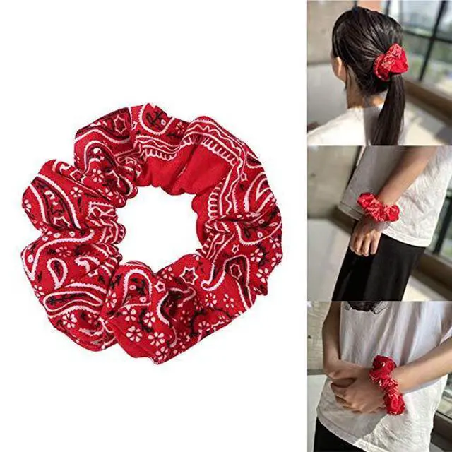 Alt view image 5 of 7 - Bandana Print Scrunchies Hair Ties, 5PCS Cotton Hair Elastics for Women