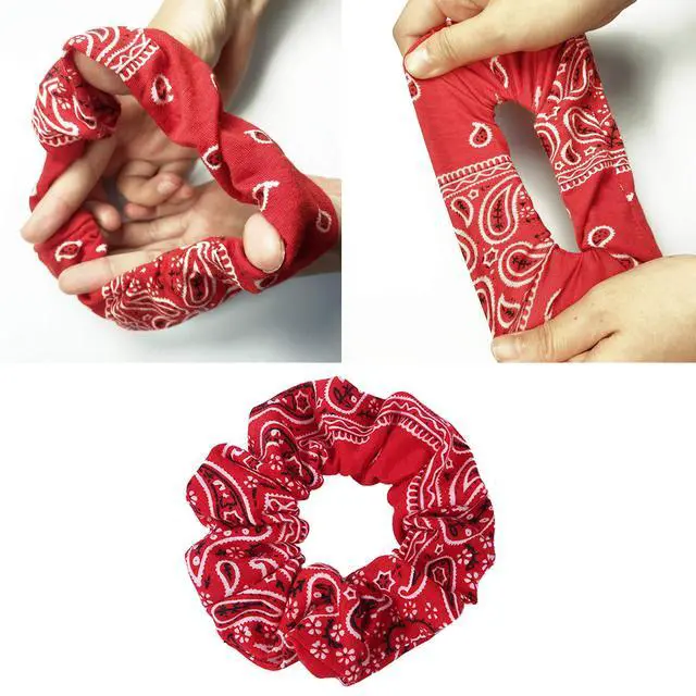 Alt view image 4 of 7 - Bandana Print Scrunchies Hair Ties, 5PCS Cotton Hair Elastics for Women