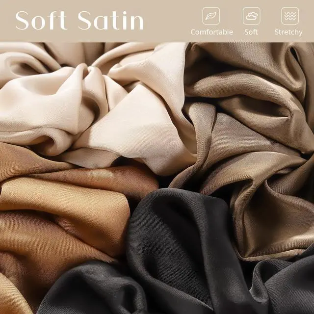 Alt view image 2 of 7 - 4Pcs Big Satin Scrunchies for Women, 5.9 Inch Large Soft Hair Ties | Oversized Scrunchies for Thick Curly Hair, Silky Smooth Satin, Strong Elastic, No Damage to Hair, Daily & Hairstyle Use