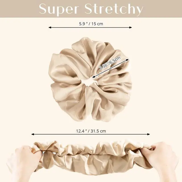 Alt view image 7 of 7 - 4Pcs Big Satin Scrunchies for Women, 5.9 Inch Large Soft Hair Ties | Oversized Scrunchies for Thick Curly Hair, Silky Smooth Satin, Strong Elastic, No Damage to Hair, Daily & Hairstyle Use