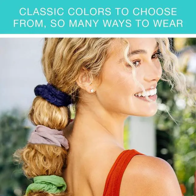 Alt view image 4 of 5 - Conair The Original Scrunchie Waffle Knit Scrunchies in Navy, White, Red, Blue, Grey and Black, Hair Ties for Women, 6 Count