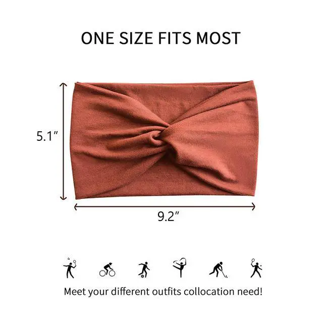 Alt view image 2 of 7 - 10 PCS Extra Wide Turban Headbands for Women, Non-Slip Head Bands | Soft Stretch Fabric, African Turban Style, Boho Head Wrap, Hair band for Yoga, Workout, Daily Wear & Travel (Caramel)
