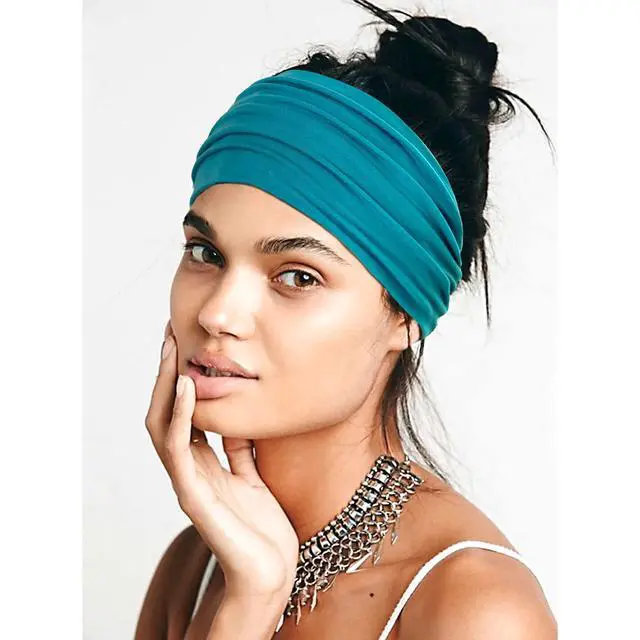 Alt view image 6 of 7 - 10 PCS Extra Wide Turban Headbands for Women, Non-Slip Head Bands | Soft Stretch Fabric, African Turban Style, Boho Head Wrap, Hair band for Yoga, Workout, Daily Wear & Travel (Caramel)