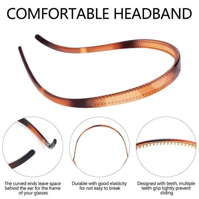 Alt view image 5 of 7 - Comfortable No Pressure Headbands for Glasses Wearers - Non Slip Square Sunglasses Headbands for Women & Girls, 6Pk
