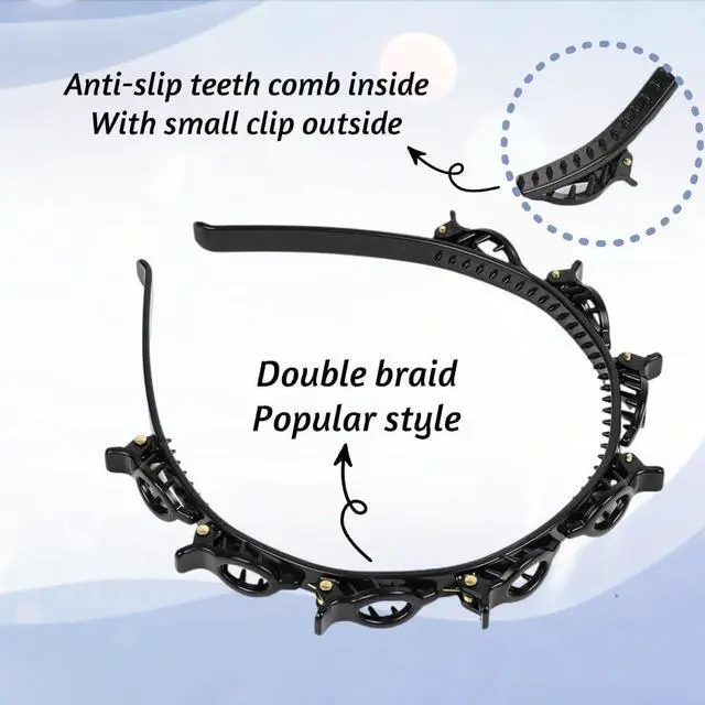 Alt view image 3 of 7 - 2 Pcs Braided Bangs Headband with Teeth, Professional Weaving Clip | Invisible Fringe Styling Tool for Women Girls, for Fine or Thick Hair