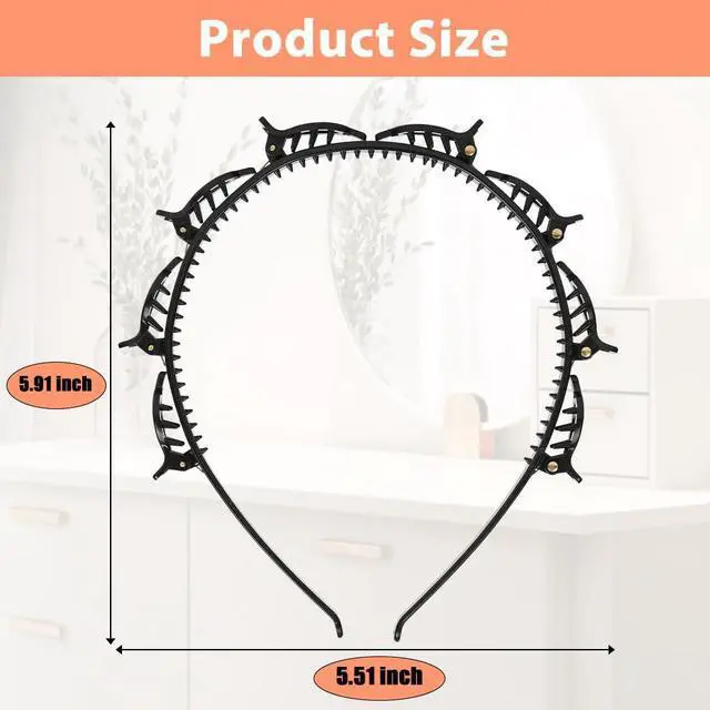 Alt view image 2 of 7 - 2 Pcs Braided Bangs Headband with Teeth, Professional Weaving Clip | Invisible Fringe Styling Tool for Women Girls, for Fine or Thick Hair