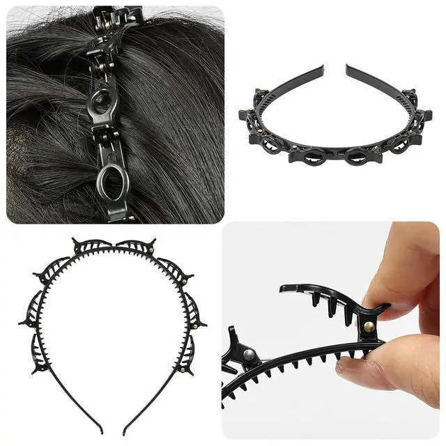 Alt view image 4 of 7 - 2 Pcs Braided Bangs Headband with Teeth, Professional Weaving Clip | Invisible Fringe Styling Tool for Women Girls, for Fine or Thick Hair