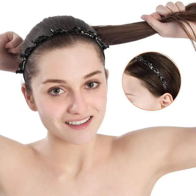 Alt view image 5 of 7 - 2 Pcs Braided Bangs Headband with Teeth, Professional Weaving Clip | Invisible Fringe Styling Tool for Women Girls, for Fine or Thick Hair