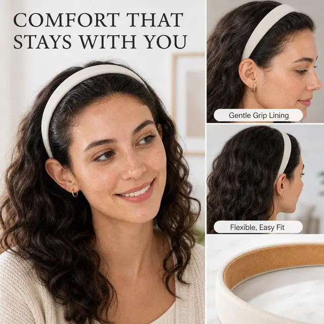 Alt view image 3 of 7 - 6PCS Headbands for Women 1 Inch Wide Non-Slip Elastic Hair Bands, Thick Solid Color Headbands for Girls & Women's Hair Accessories, Trendy Fall Style