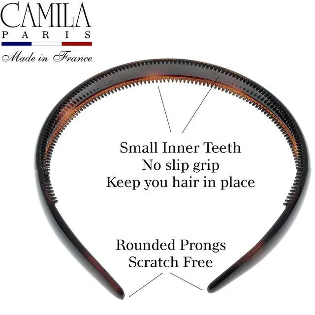 Alt view image 3 of 7 - Paris AD42 French Fashion Headband for Women, Very Flexible with Teeth for Strong Hold Grip, Women's Hairband, No Slip and Durable Styling Girls Hair Accessories, Made in France with Cellulose