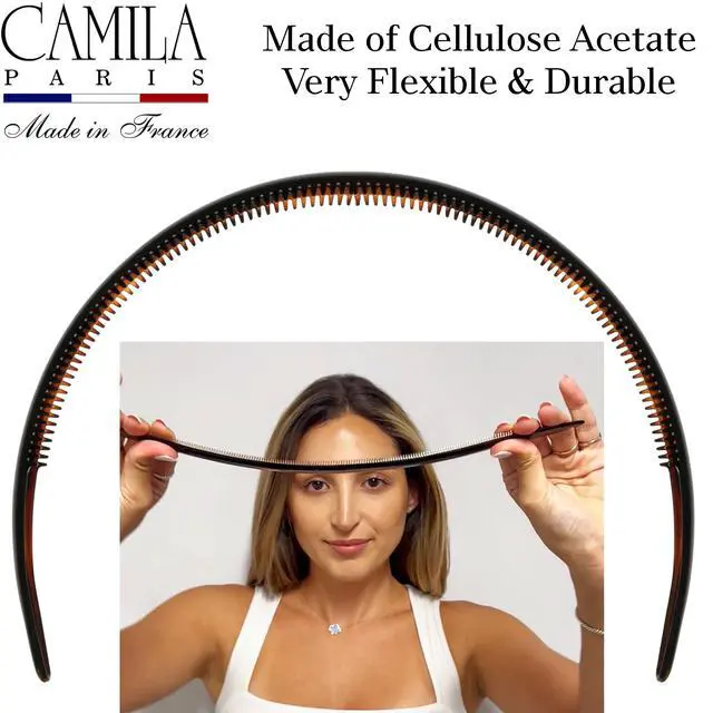 Alt view image 4 of 7 - Paris AD42 French Fashion Headband for Women, Very Flexible with Teeth for Strong Hold Grip, Women's Hairband, No Slip and Durable Styling Girls Hair Accessories, Made in France with Cellulose