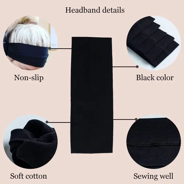 Alt view image 4 of 7 - 6 Pcs Black Headbands for Women Hair Cotton Headband Non-slip Stretchy Elastic Head Wrap Holder Hair Accessories