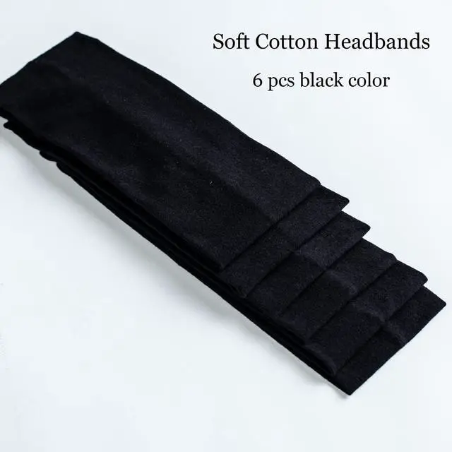 Alt view image 6 of 7 - 6 Pcs Black Headbands for Women Hair Cotton Headband Non-slip Stretchy Elastic Head Wrap Holder Hair Accessories