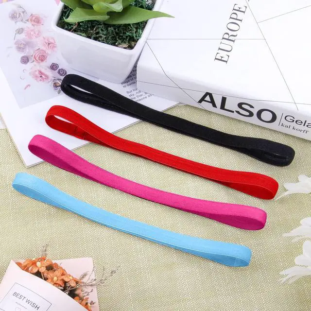 Alt view image 4 of 7 - 20 Pcs Elastic Headbands Non Slip Sport Headband for Women Men Girls | Colorful Workout Sweatband Fashion Yoga, Running Thin Elastic Sport Headbands, 20 Colors