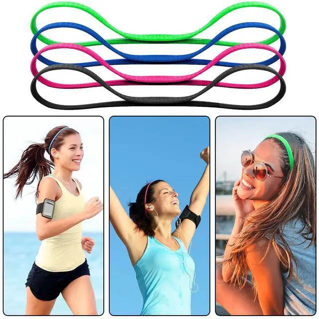 Alt view image 5 of 7 - 20 Pcs Elastic Headbands Non Slip Sport Headband for Women Men Girls | Colorful Workout Sweatband Fashion Yoga, Running Thin Elastic Sport Headbands, 20 Colors