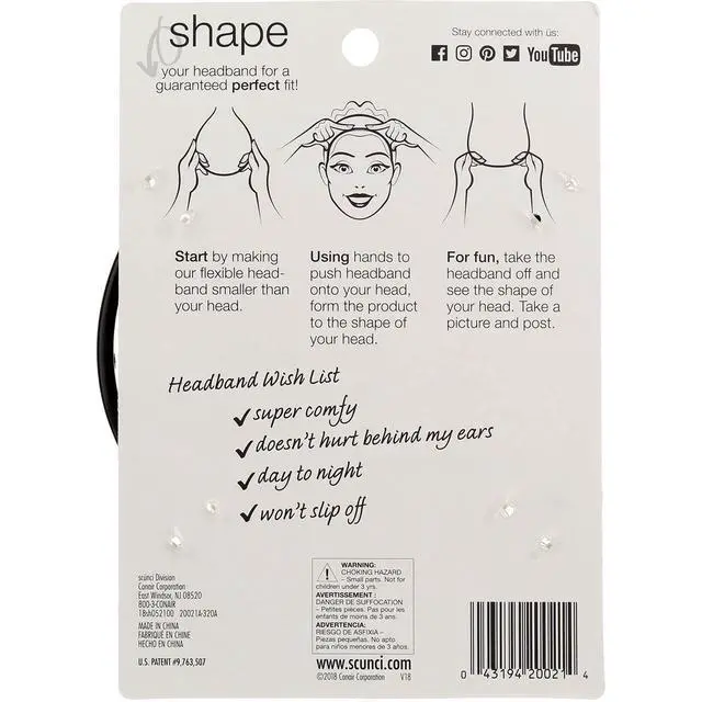 Alt view image 2 of 2 - Scunci No Slip Grip Bendable Headband - 3 per case.