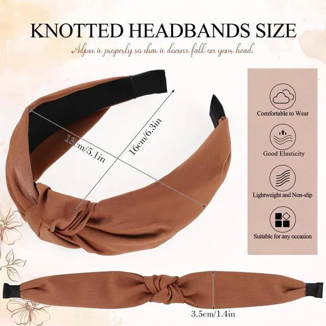 Alt view image 2 of 7 - 8Pcs Headbands for Women, Fashion Knotted Headband, Brown | Teacher's headband, Knotted Hairband, Lightweight, No-Teeth Comfort, 8 Colors for Daily Wear, Parties, Gifts Hair Accessories